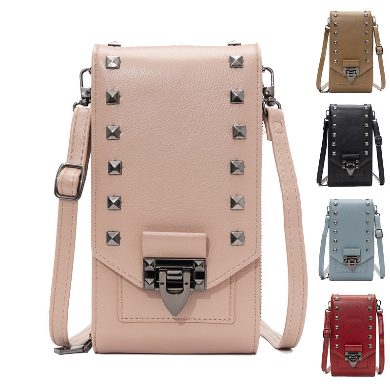 Rivet Design Shoulder Bags Mobile Phone Handbag Solid Color Crossbody Bags Women