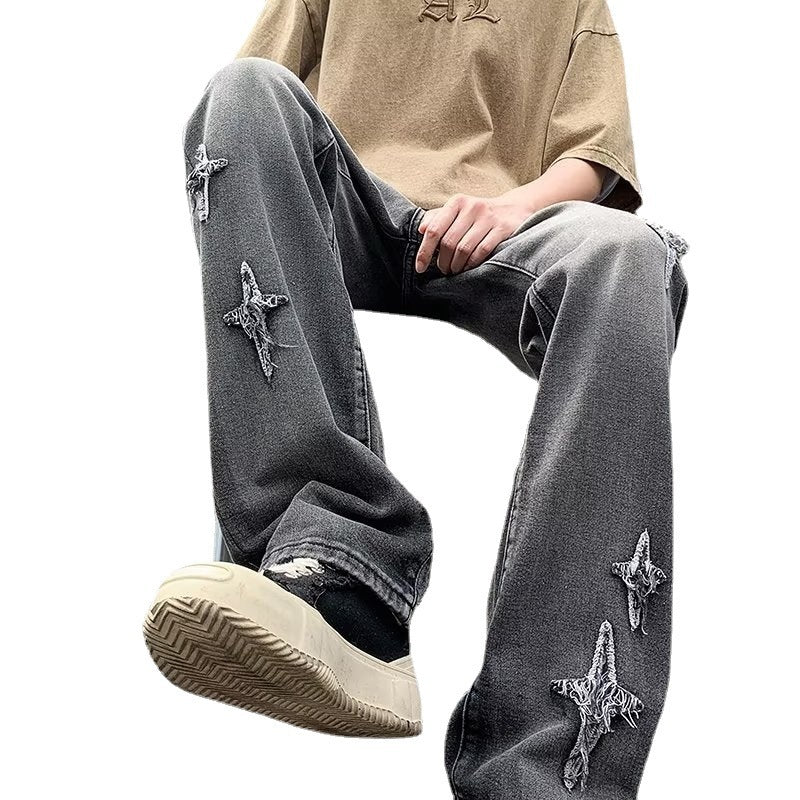 Men's Zipper Loose Denim Trousers - Comfortable Streetwear